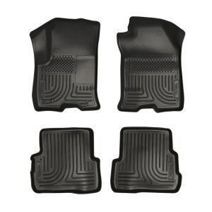 Ford Focus Floor Liners - Front + Rear - Husky Liners - WeatherBeater Combo - Black - `08-`11